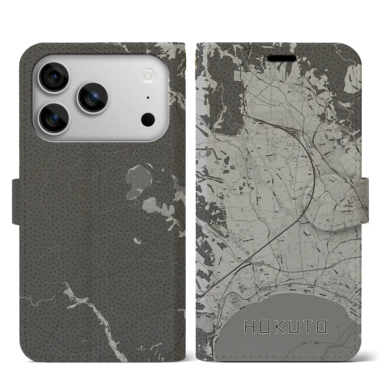 【北斗(北海道)】地図柄iPhoneケース(手帳タイプ)