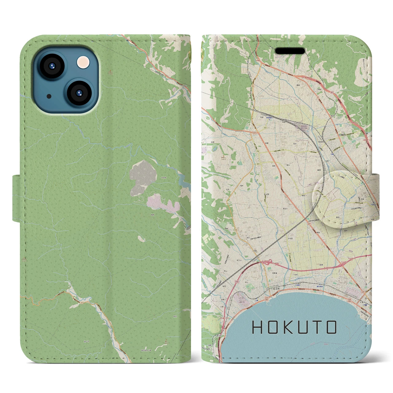 【北斗(北海道)】地図柄iPhoneケース(手帳タイプ)ナチュラル・iPhone 13 用