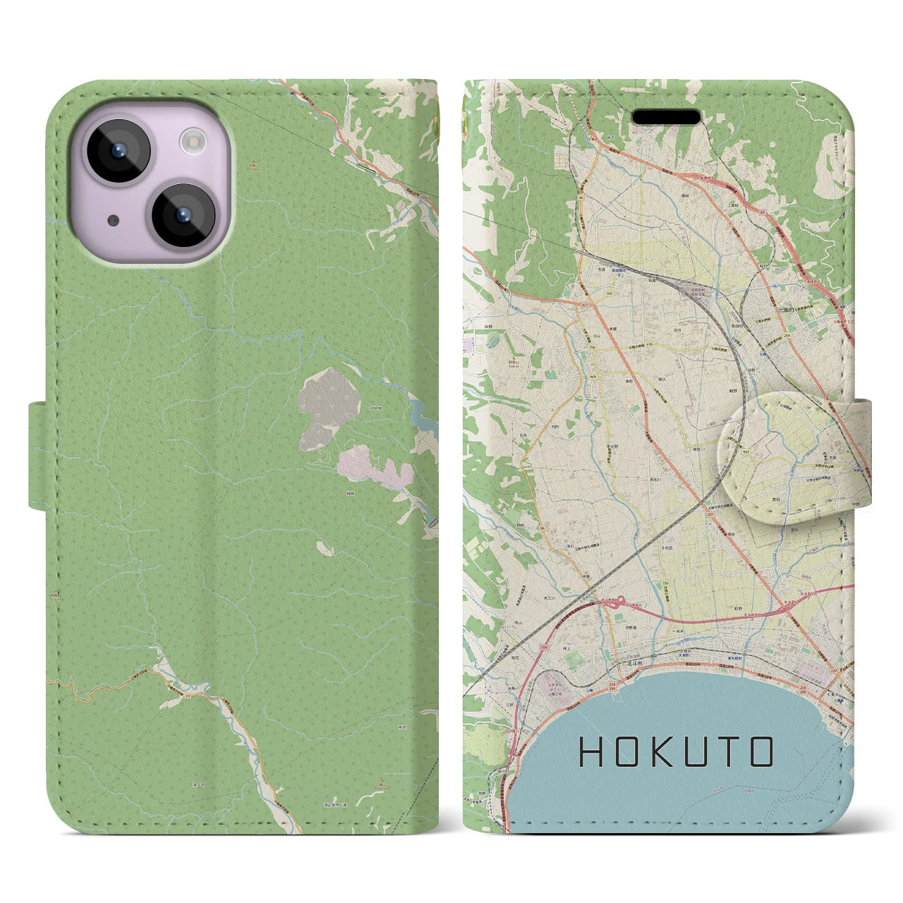 【北斗(北海道)】地図柄iPhoneケース(手帳タイプ)ナチュラル・iPhone 14 用