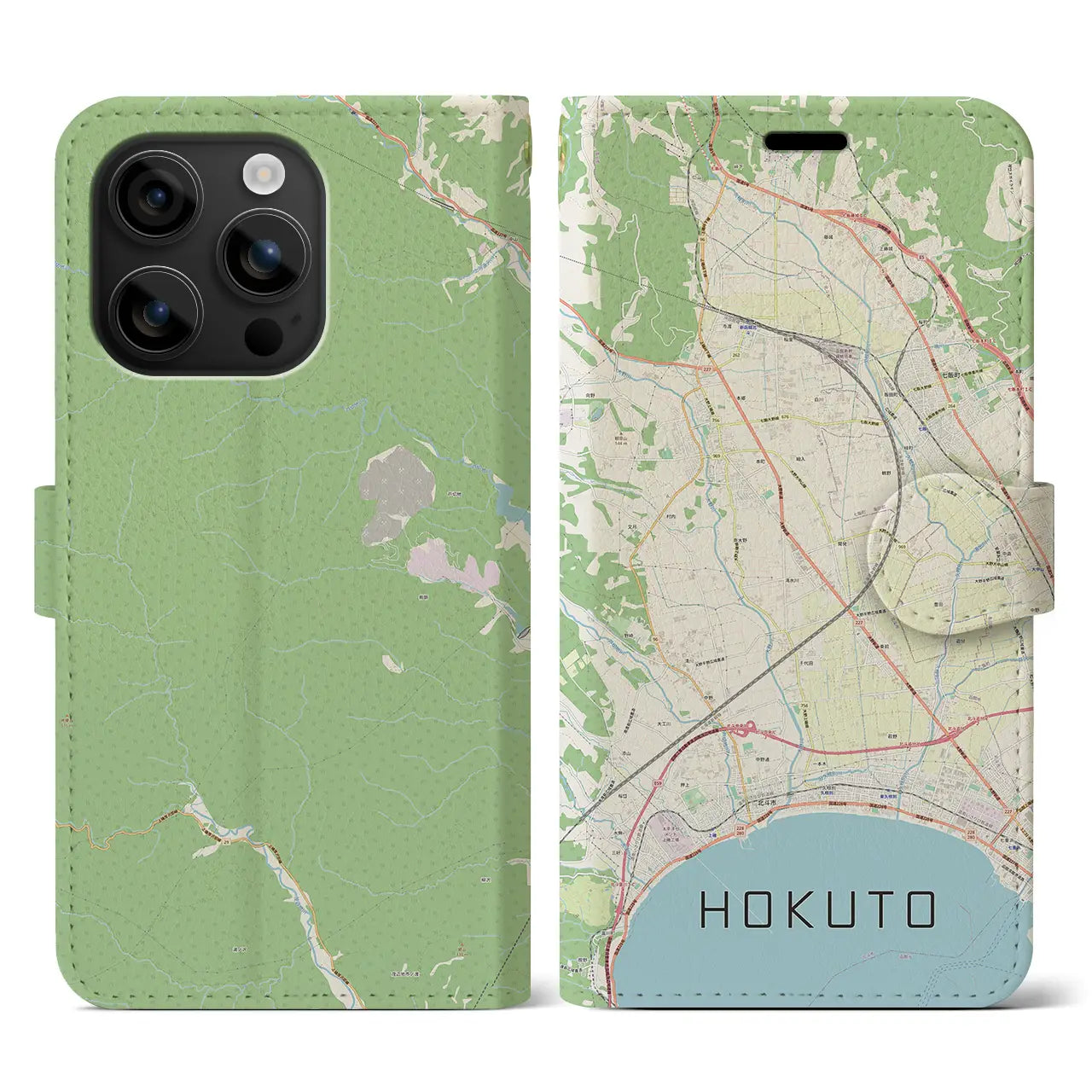 【北斗(北海道)】地図柄iPhoneケース(手帳タイプ)ナチュラル・iPhone 16 用