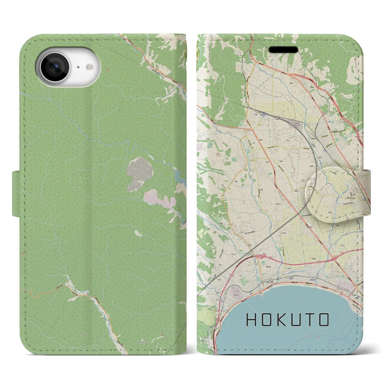 【北斗(北海道)】地図柄iPhoneケース(手帳タイプ)