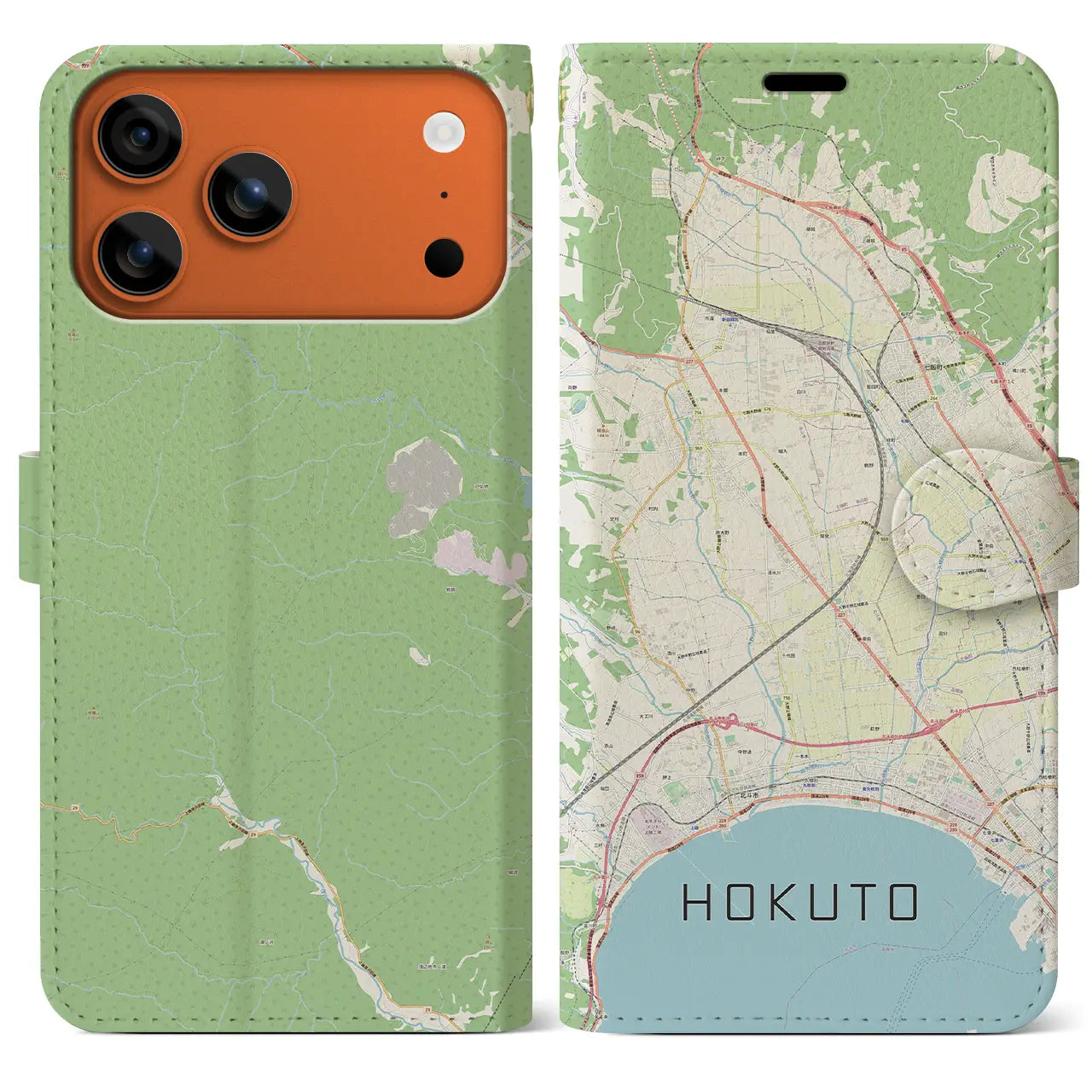 【北斗(北海道)】地図柄iPhoneケース(手帳タイプ)