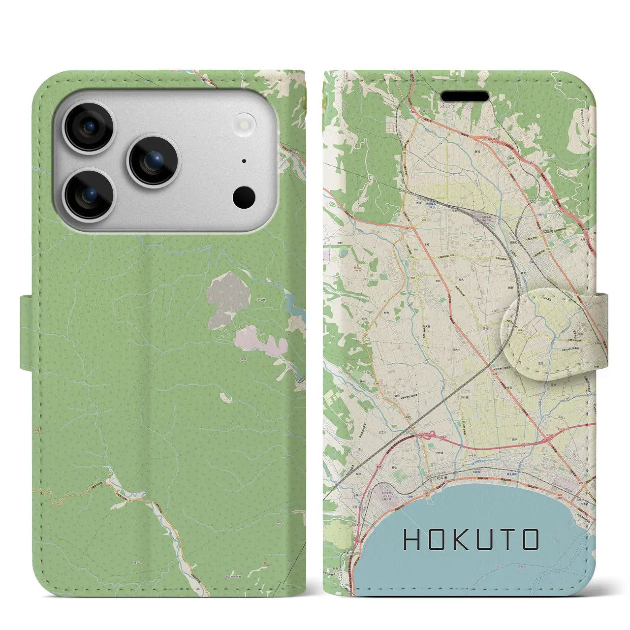 【北斗(北海道)】地図柄iPhoneケース(手帳タイプ)