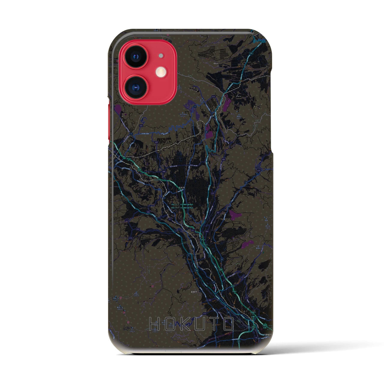 【北杜(山梨県)】地図柄iPhoneケース(バックカバータイプ)