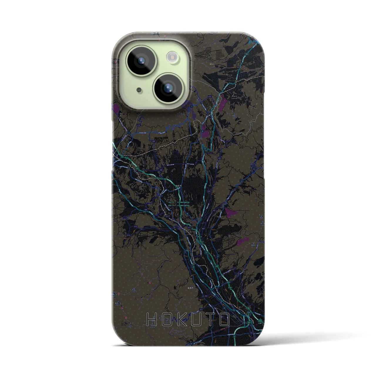【北杜(山梨県)】地図柄iPhoneケース(バックカバータイプ)