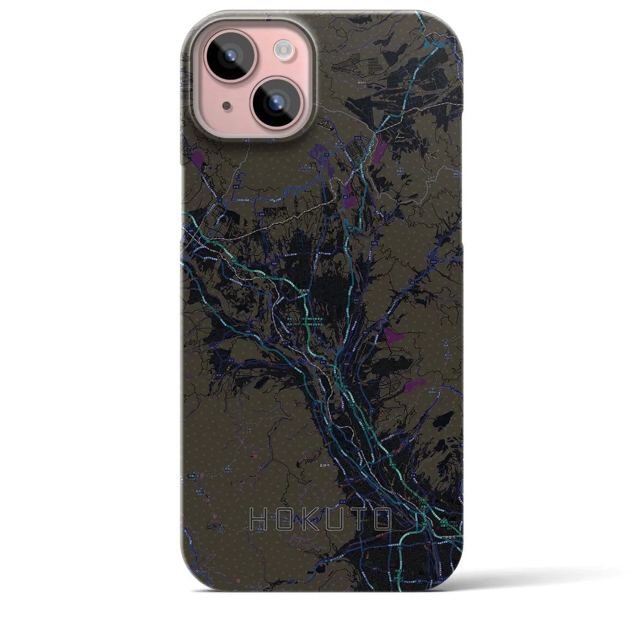 【北杜(山梨県)】地図柄iPhoneケース(バックカバータイプ)