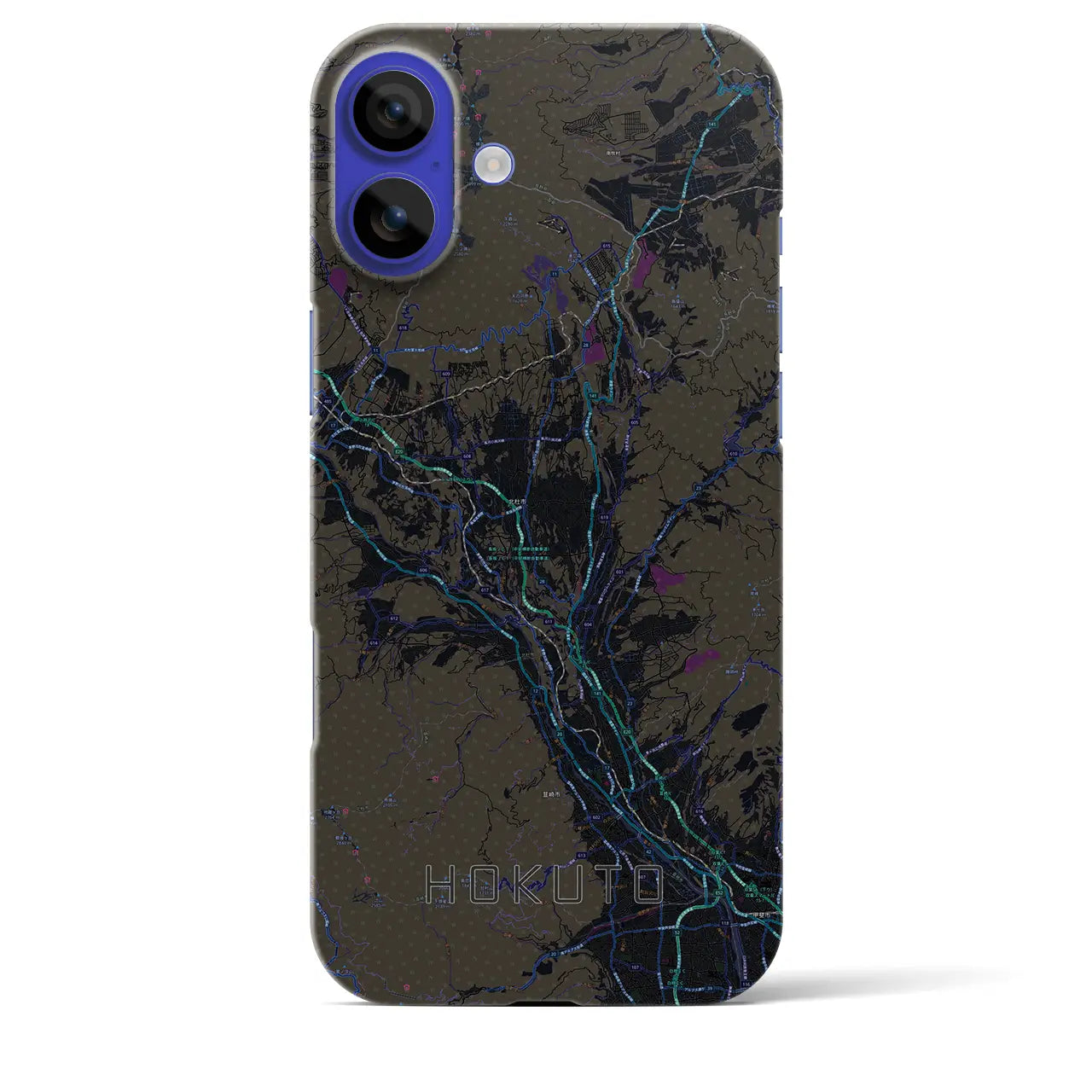 【北杜(山梨県)】地図柄iPhoneケース(バックカバータイプ)