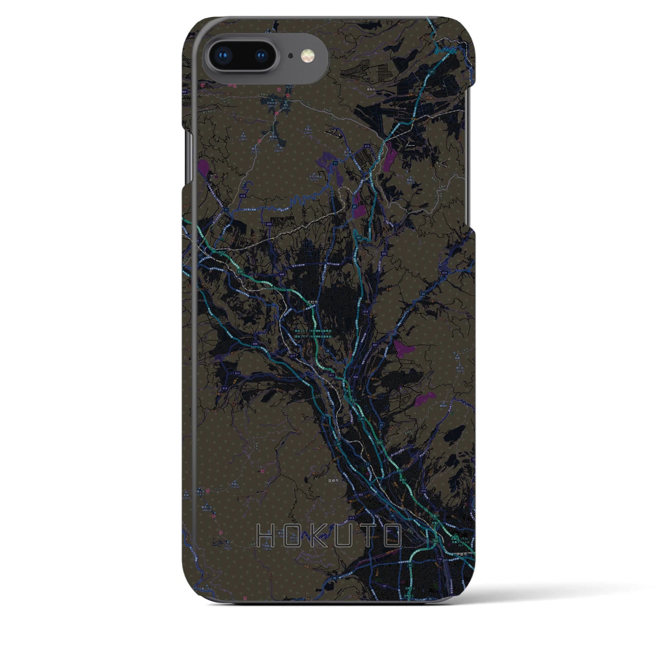 【北杜(山梨県)】地図柄iPhoneケース(バックカバータイプ)