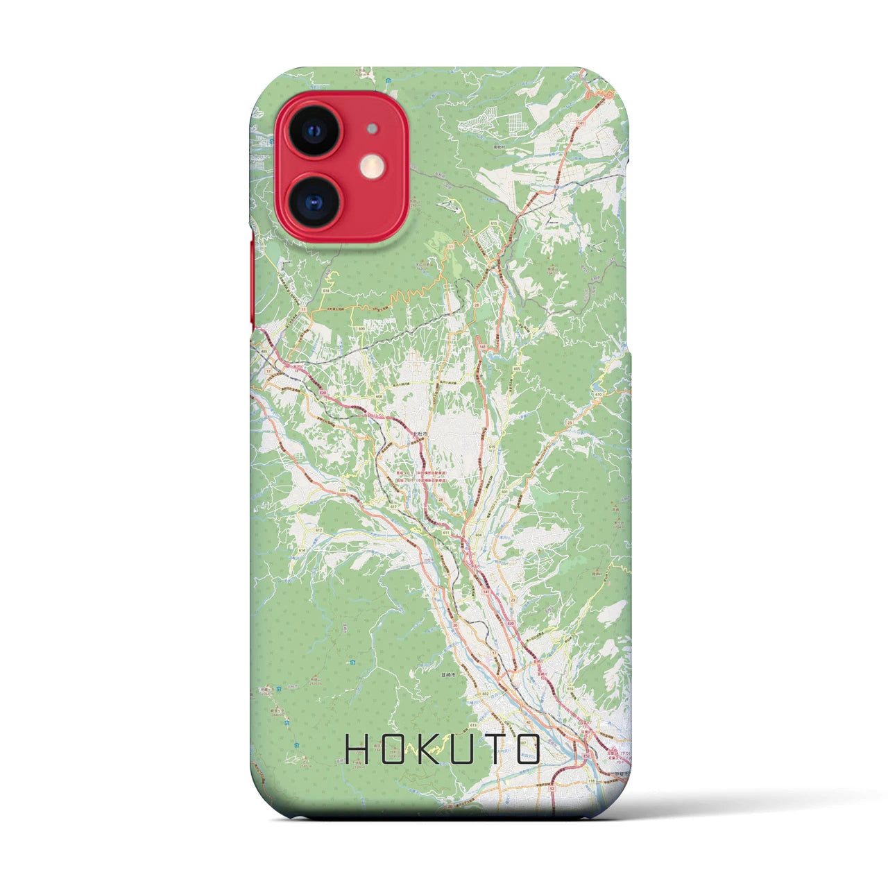 【北杜(山梨県)】地図柄iPhoneケース(バックカバータイプ)