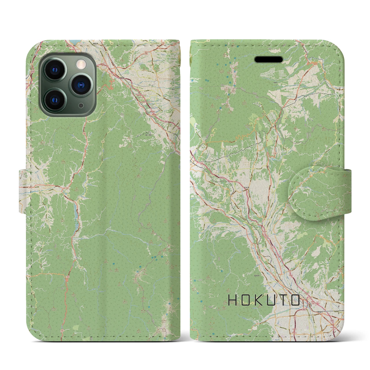 【北杜(山梨県)】地図柄iPhoneケース(手帳タイプ)ナチュラル・iPhone 11 Pro 用