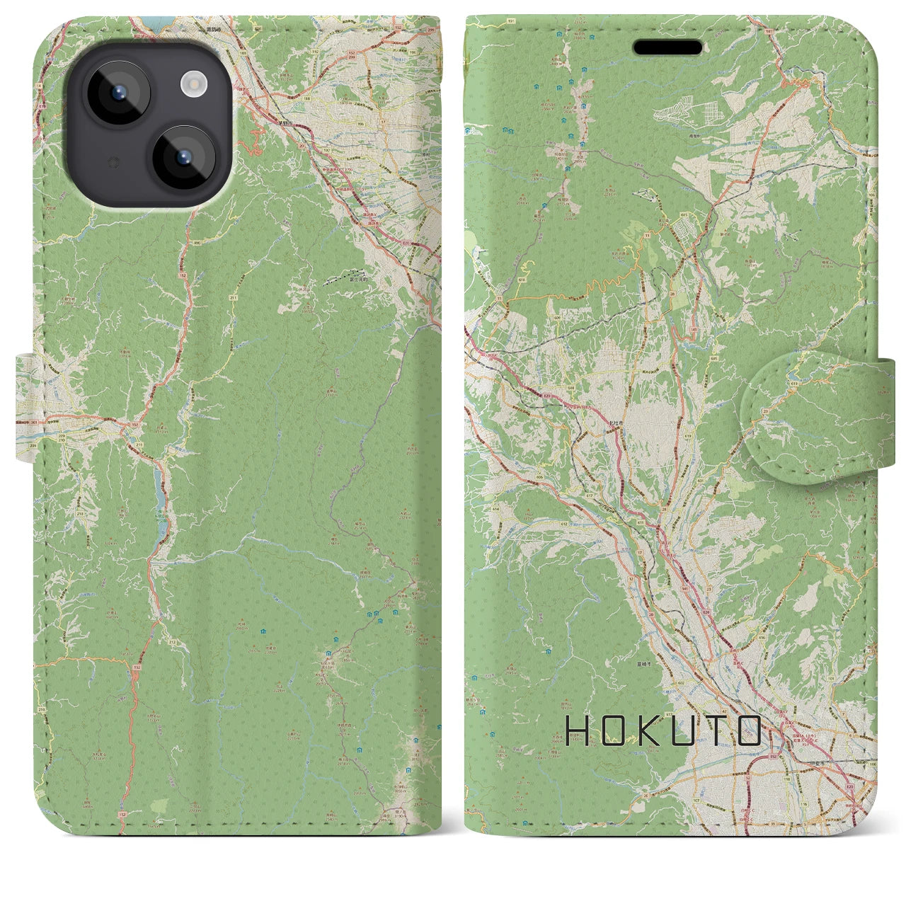 【北杜(山梨県)】地図柄iPhoneケース(手帳タイプ)