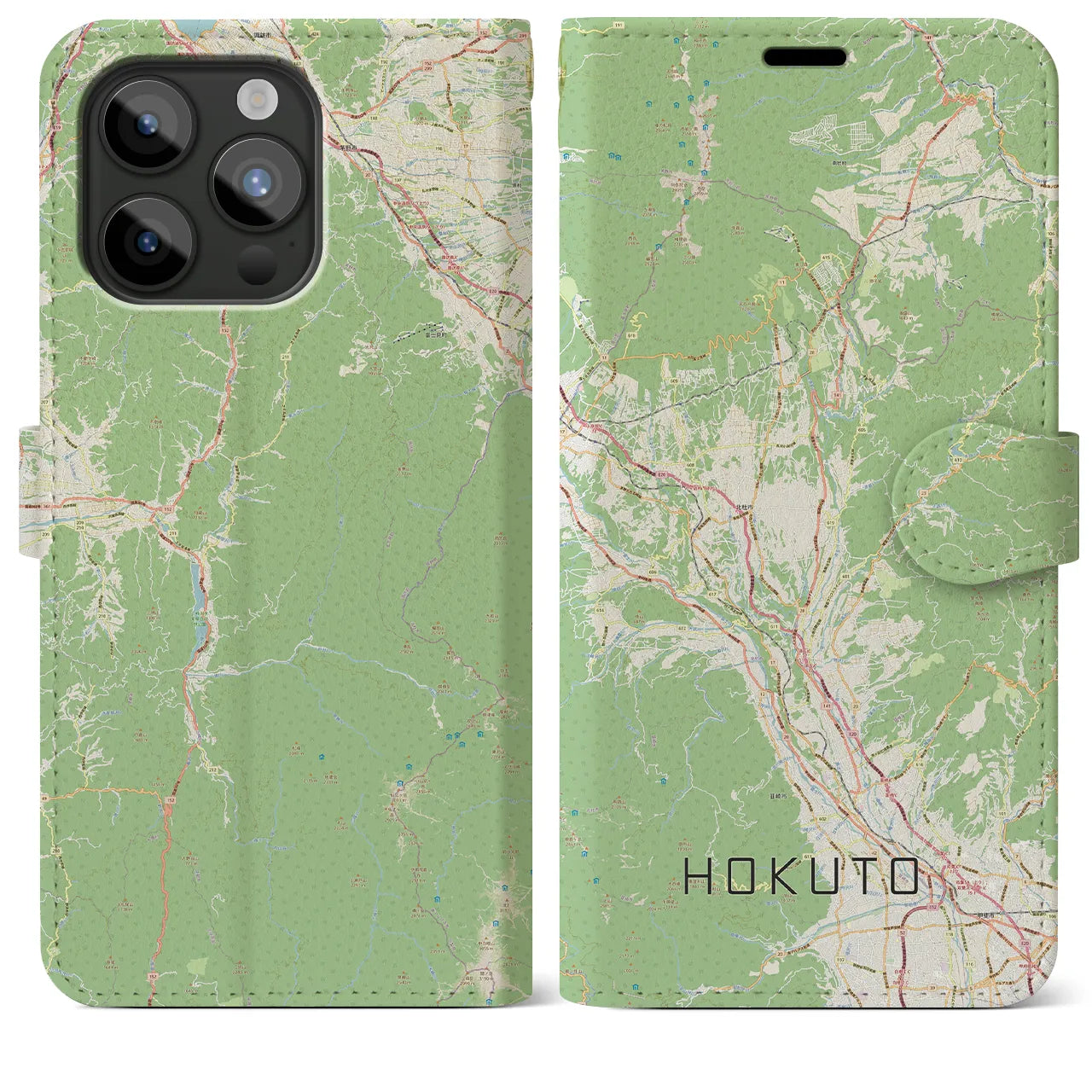【北杜(山梨県)】地図柄iPhoneケース(手帳タイプ)
