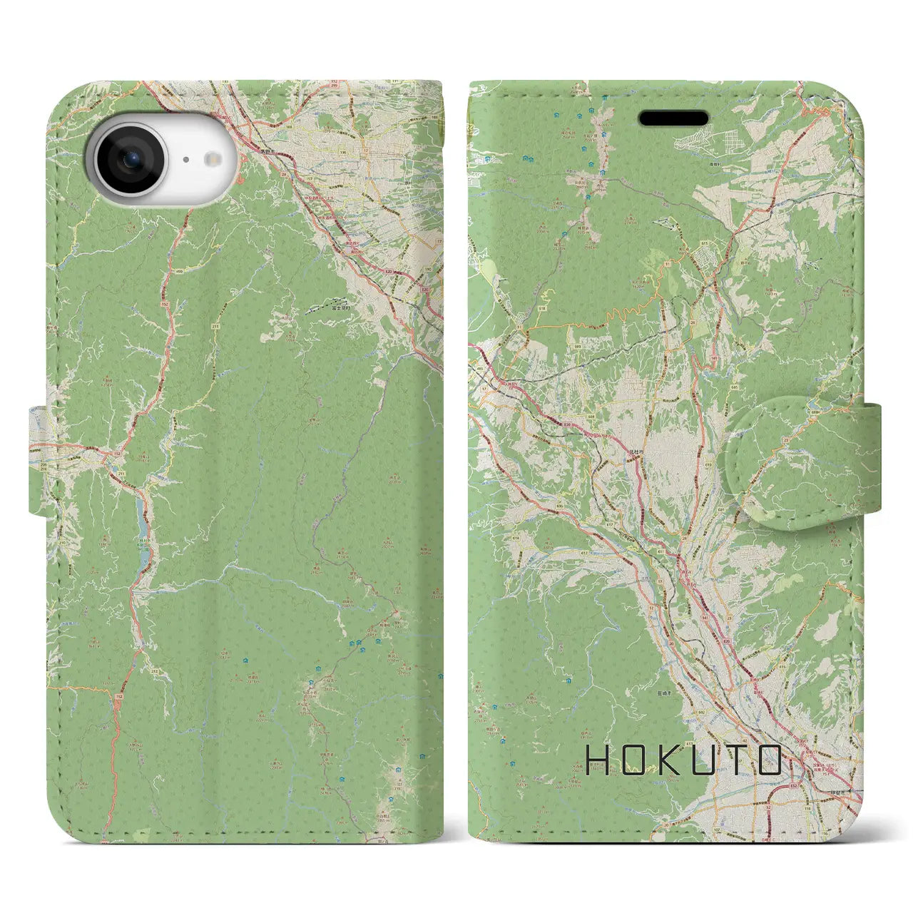 【北杜(山梨県)】地図柄iPhoneケース(手帳タイプ)