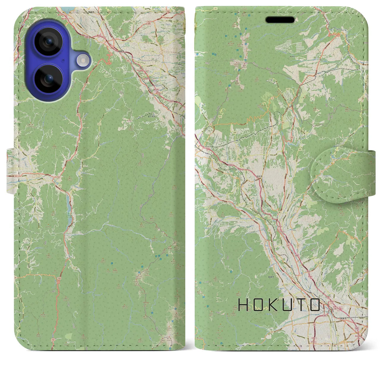 【北杜(山梨県)】地図柄iPhoneケース(手帳タイプ)ナチュラル・iPhone 16 Pro Max 用