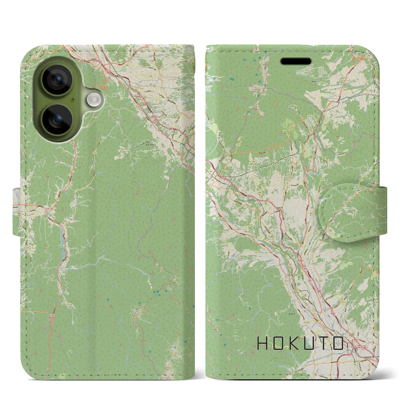 【北杜(山梨県)】地図柄iPhoneケース(手帳タイプ)