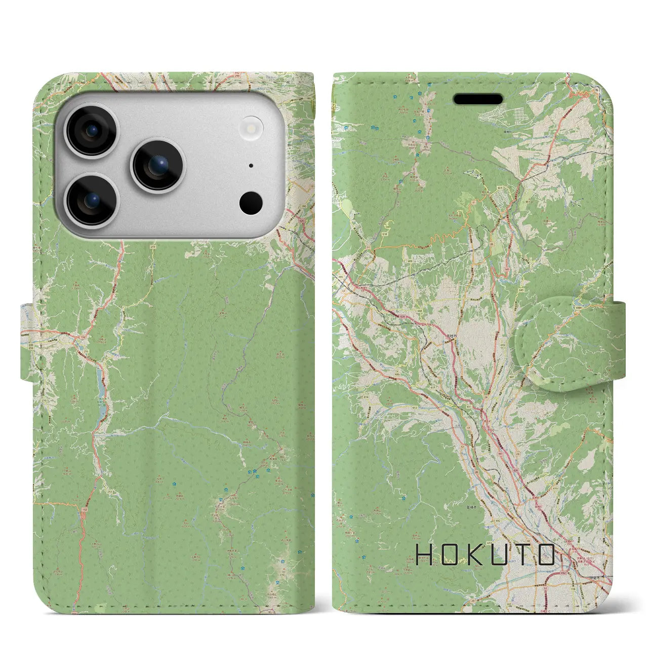 【北杜(山梨県)】地図柄iPhoneケース(手帳タイプ)ナチュラル・iPhone 17 Pro Max 用