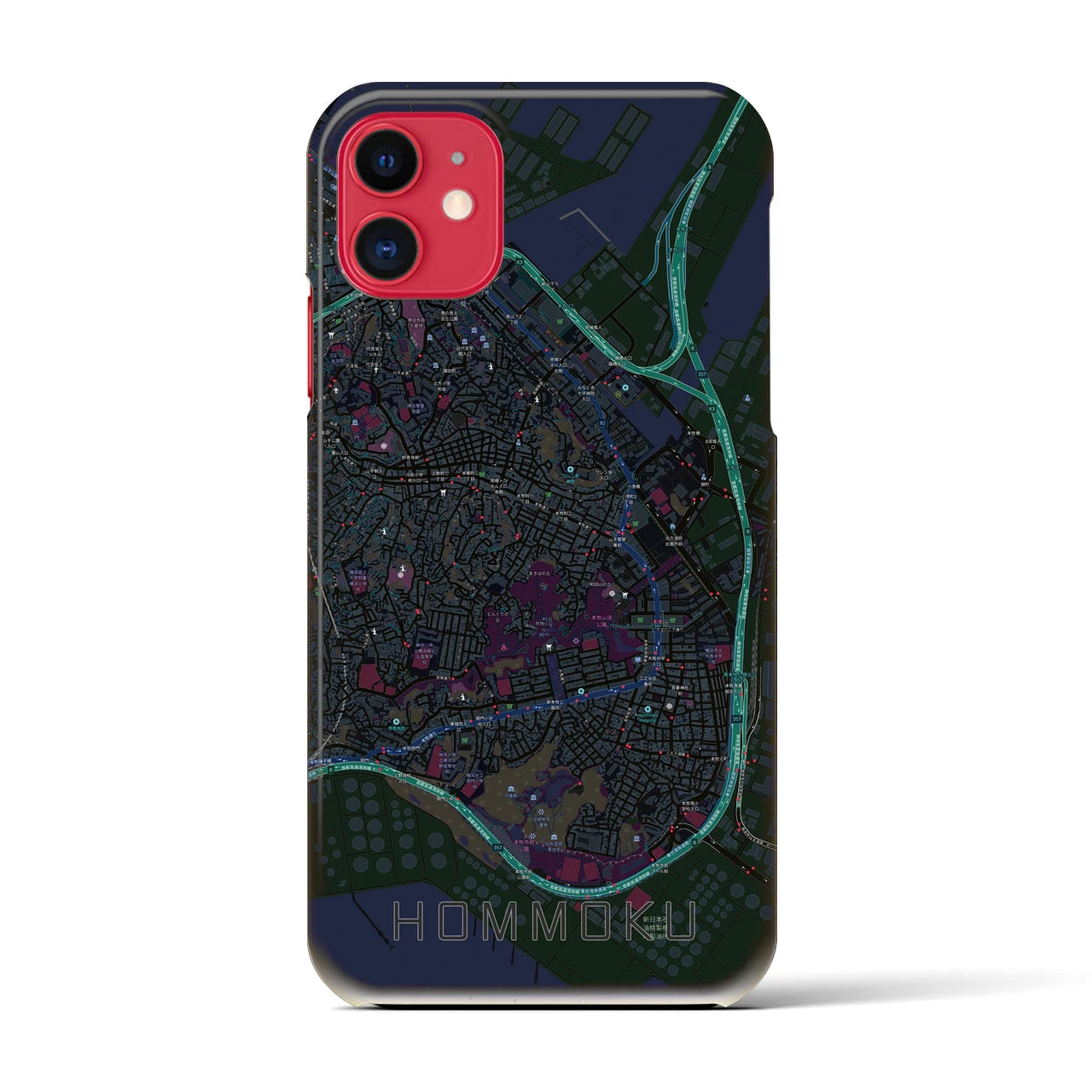 【本牧(神奈川県)】地図柄iPhoneケース(バックカバータイプ)