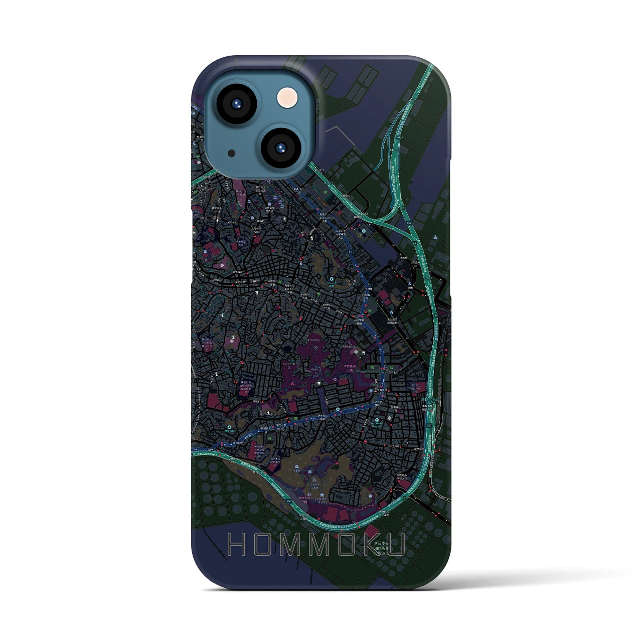 【本牧(神奈川県)】地図柄iPhoneケース(バックカバータイプ)