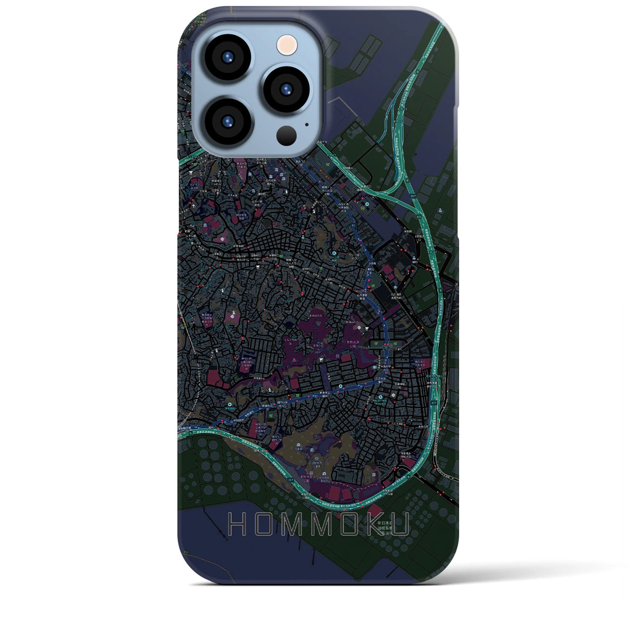 【本牧(神奈川県)】地図柄iPhoneケース(バックカバータイプ)