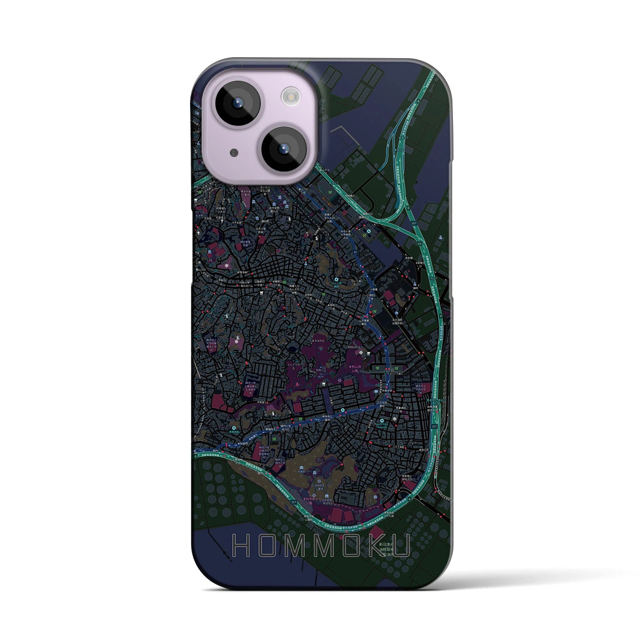【本牧(神奈川県)】地図柄iPhoneケース(バックカバータイプ)