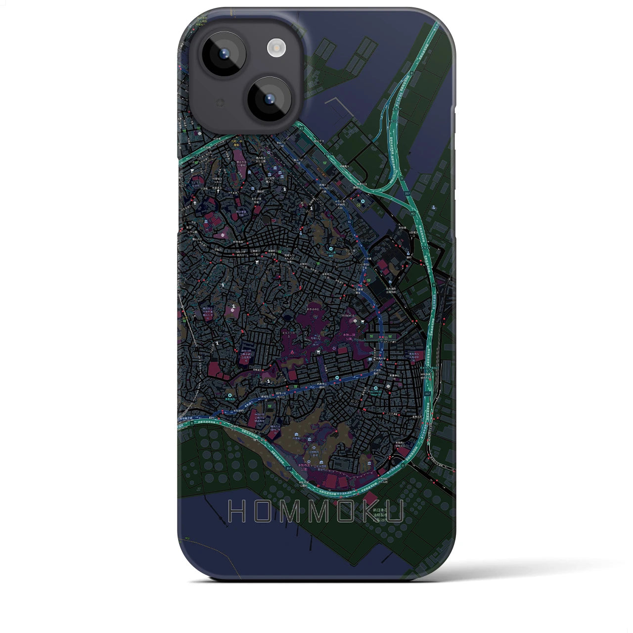 【本牧(神奈川県)】地図柄iPhoneケース(バックカバータイプ)