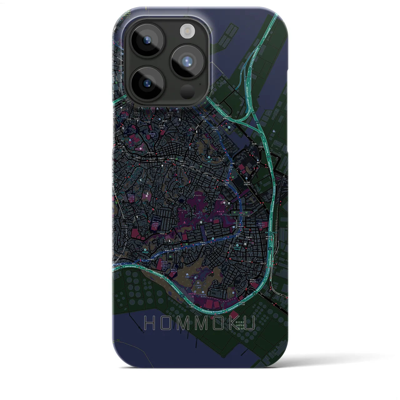 【本牧(神奈川県)】地図柄iPhoneケース(バックカバータイプ)