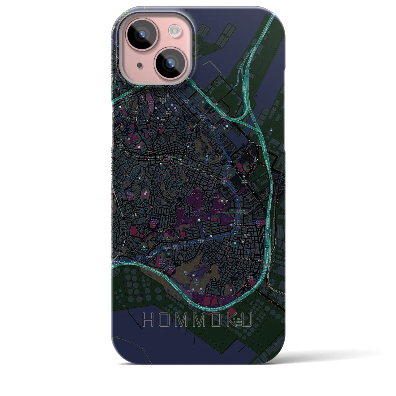 【本牧(神奈川県)】地図柄iPhoneケース(バックカバータイプ)