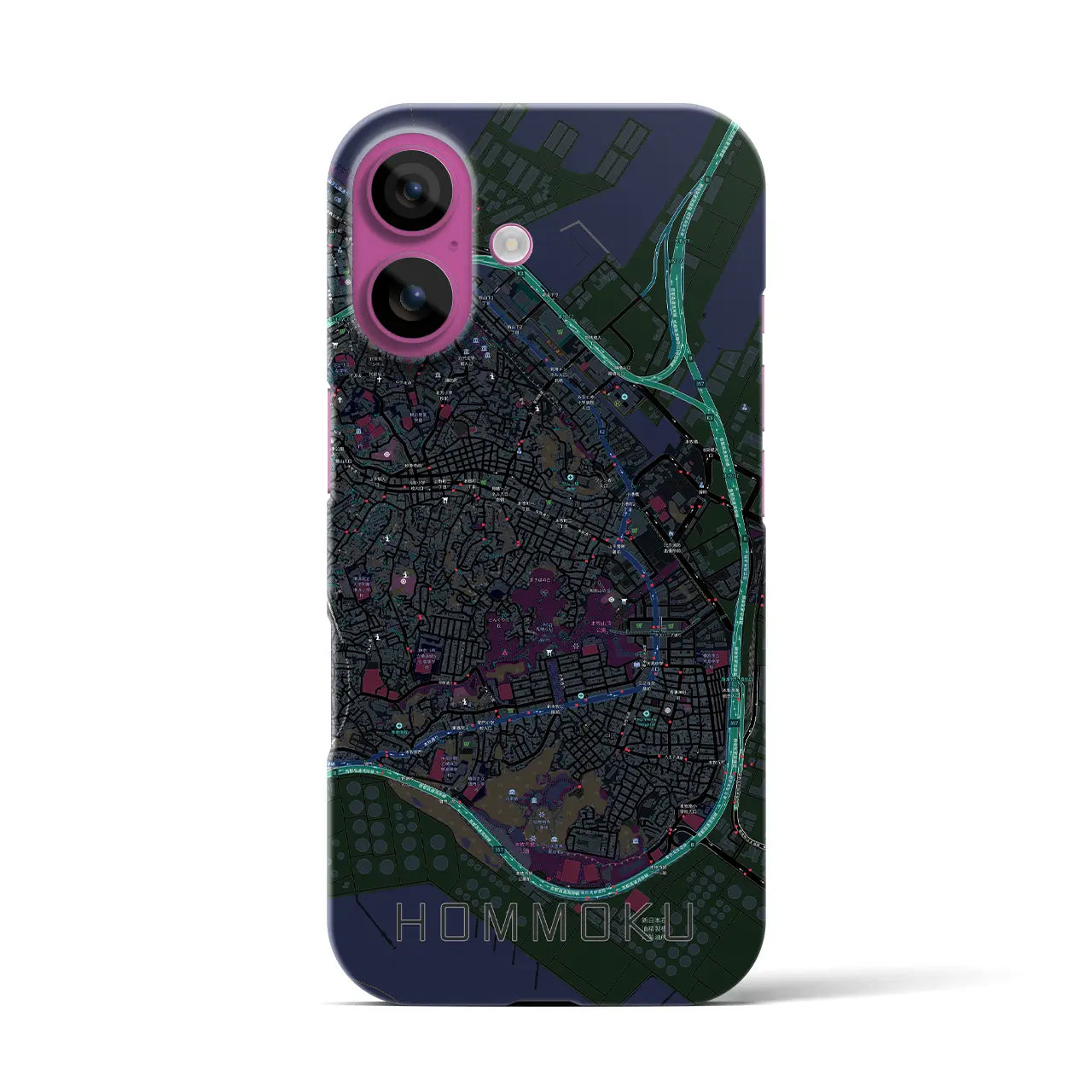 【本牧(神奈川県)】地図柄iPhoneケース(バックカバータイプ)