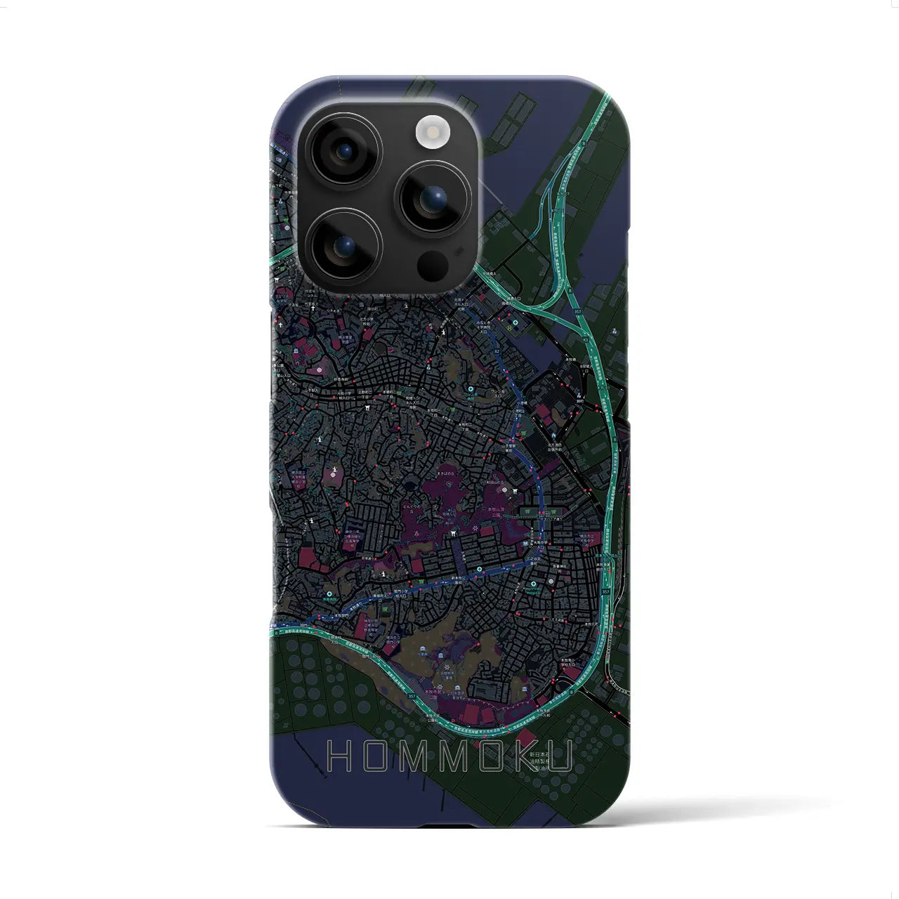 【本牧(神奈川県)】地図柄iPhoneケース(バックカバータイプ)