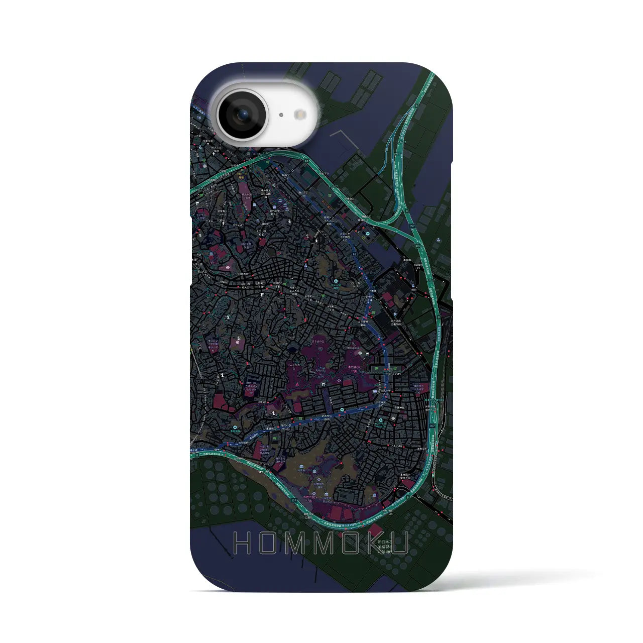 【本牧(神奈川県)】地図柄iPhoneケース(バックカバータイプ)