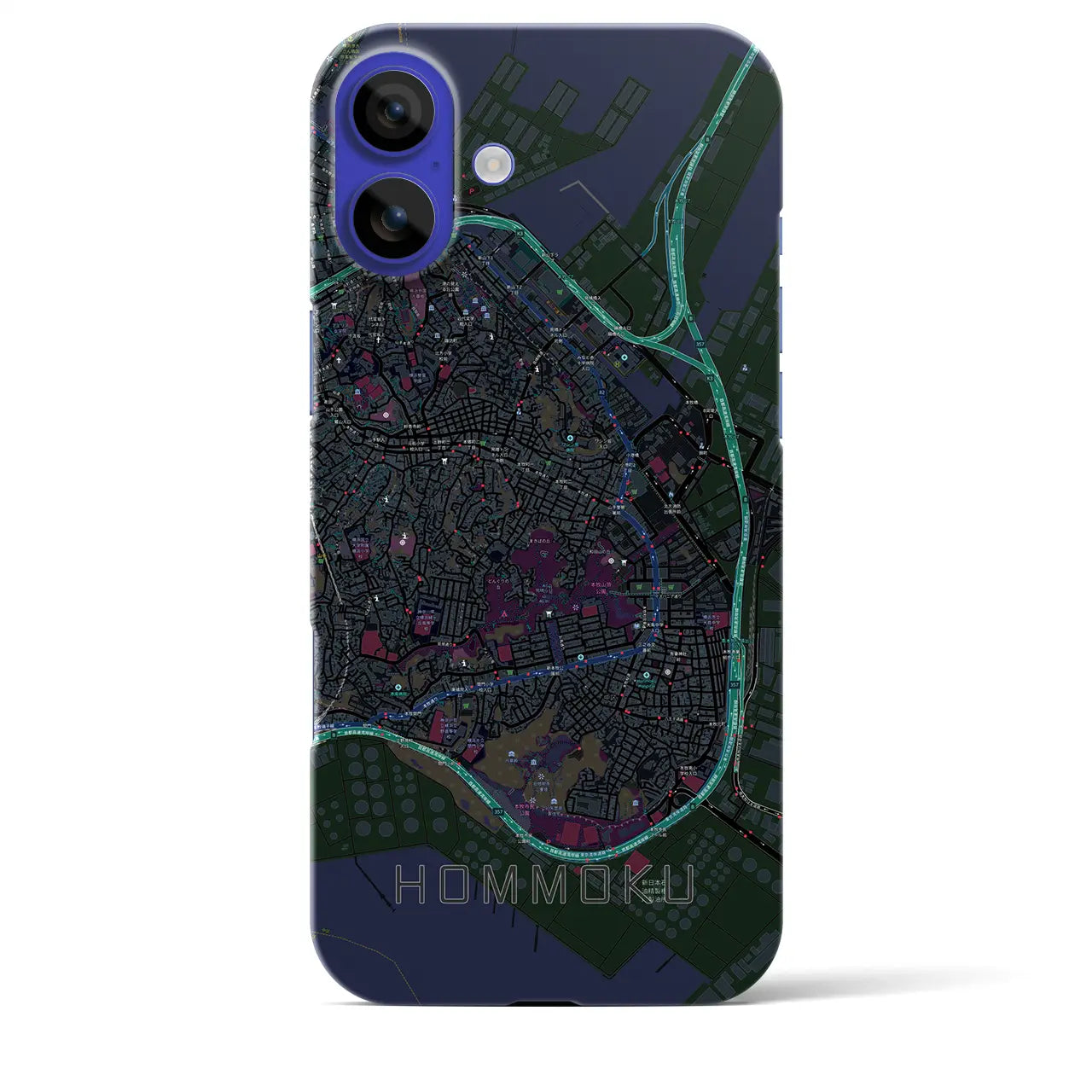 【本牧(神奈川県)】地図柄iPhoneケース(バックカバータイプ)