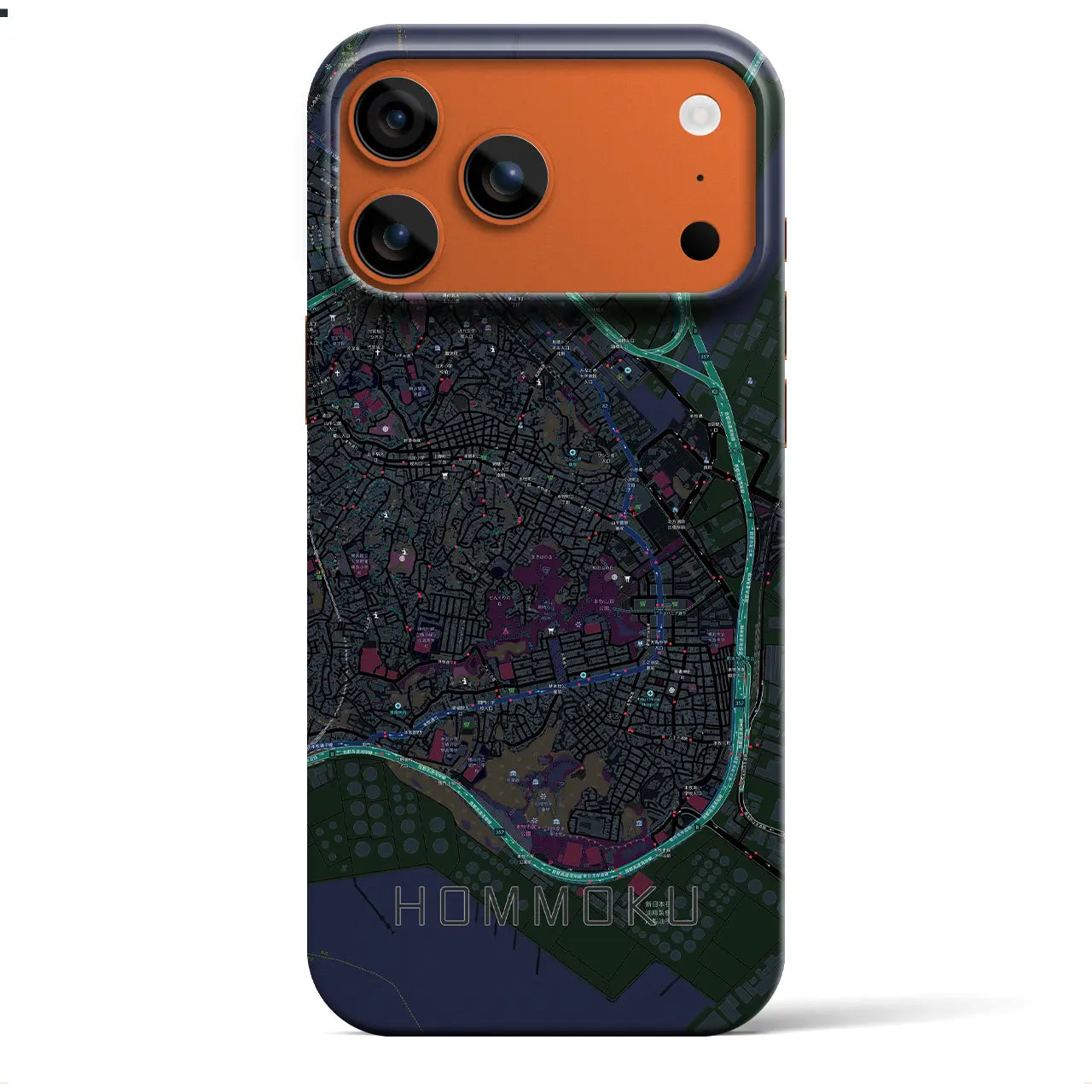 【本牧(神奈川県)】地図柄iPhoneケース(バックカバータイプ)