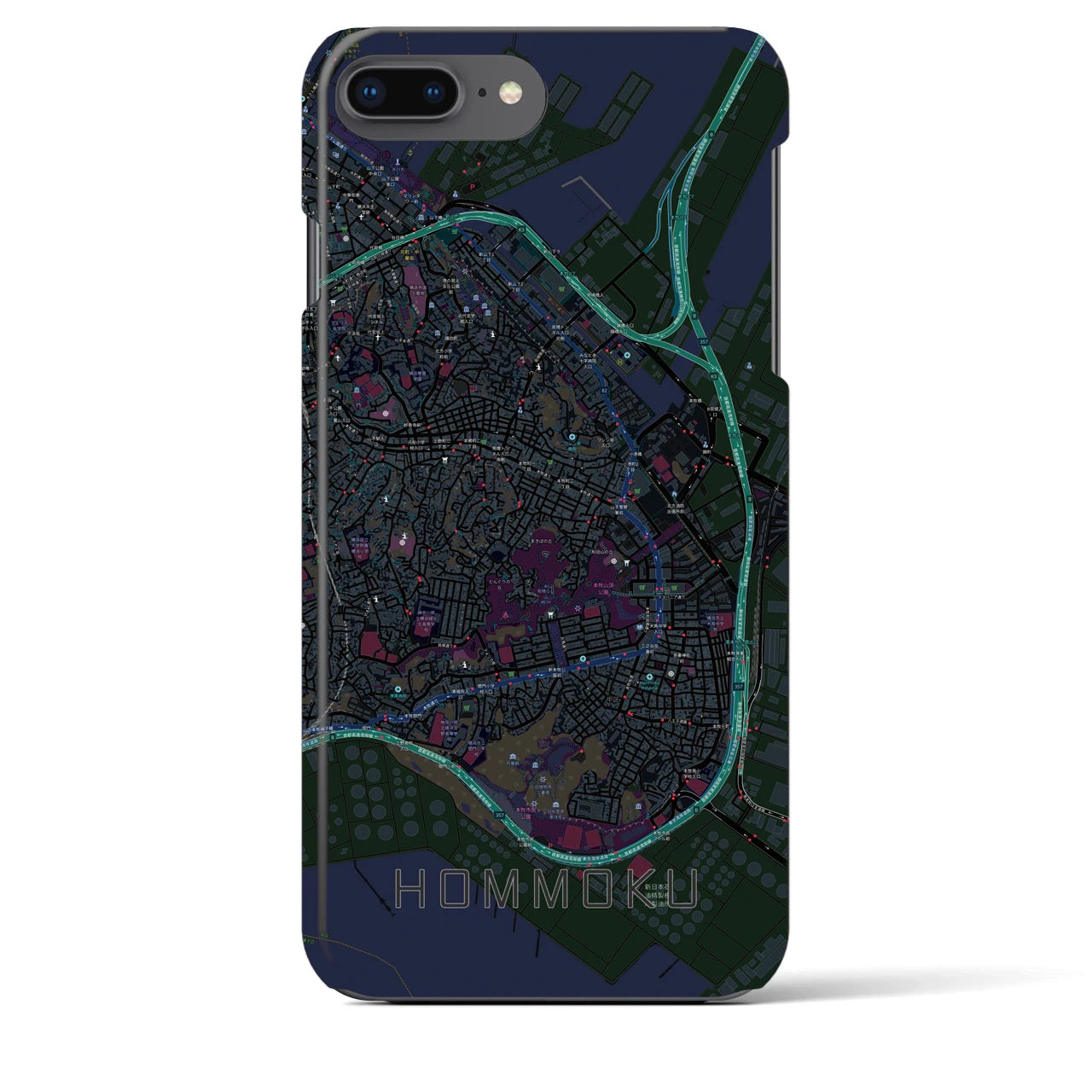 【本牧(神奈川県)】地図柄iPhoneケース(バックカバータイプ)