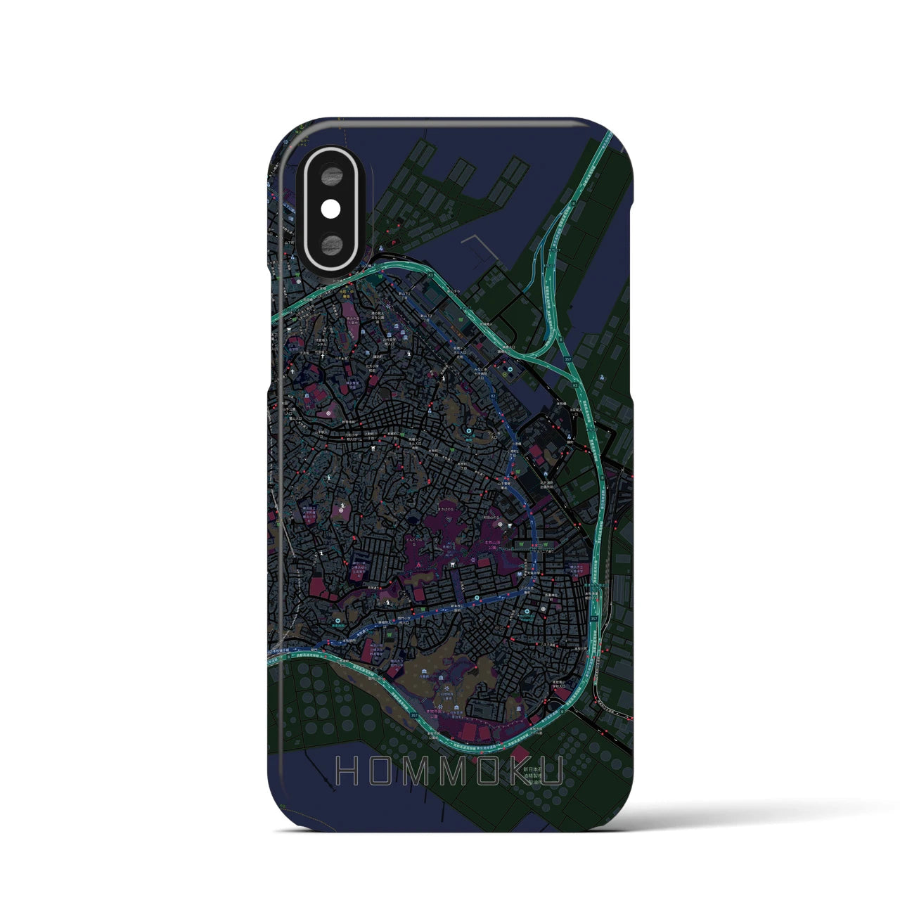 【本牧(神奈川県)】地図柄iPhoneケース(バックカバータイプ)