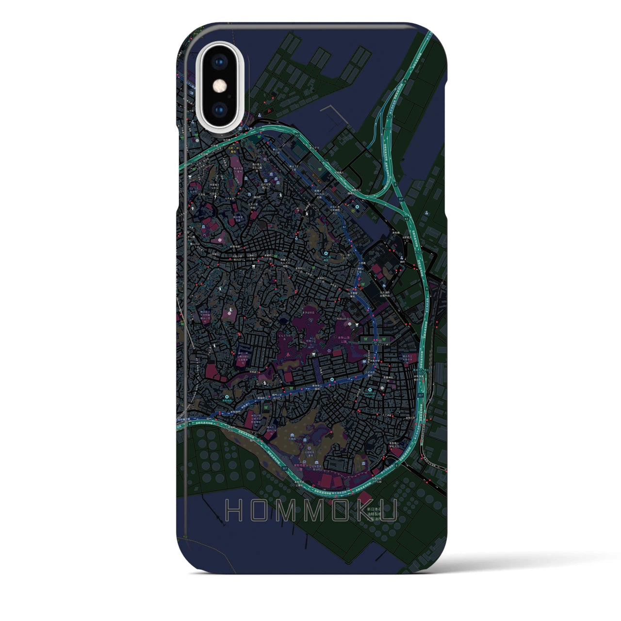 【本牧(神奈川県)】地図柄iPhoneケース(バックカバータイプ)