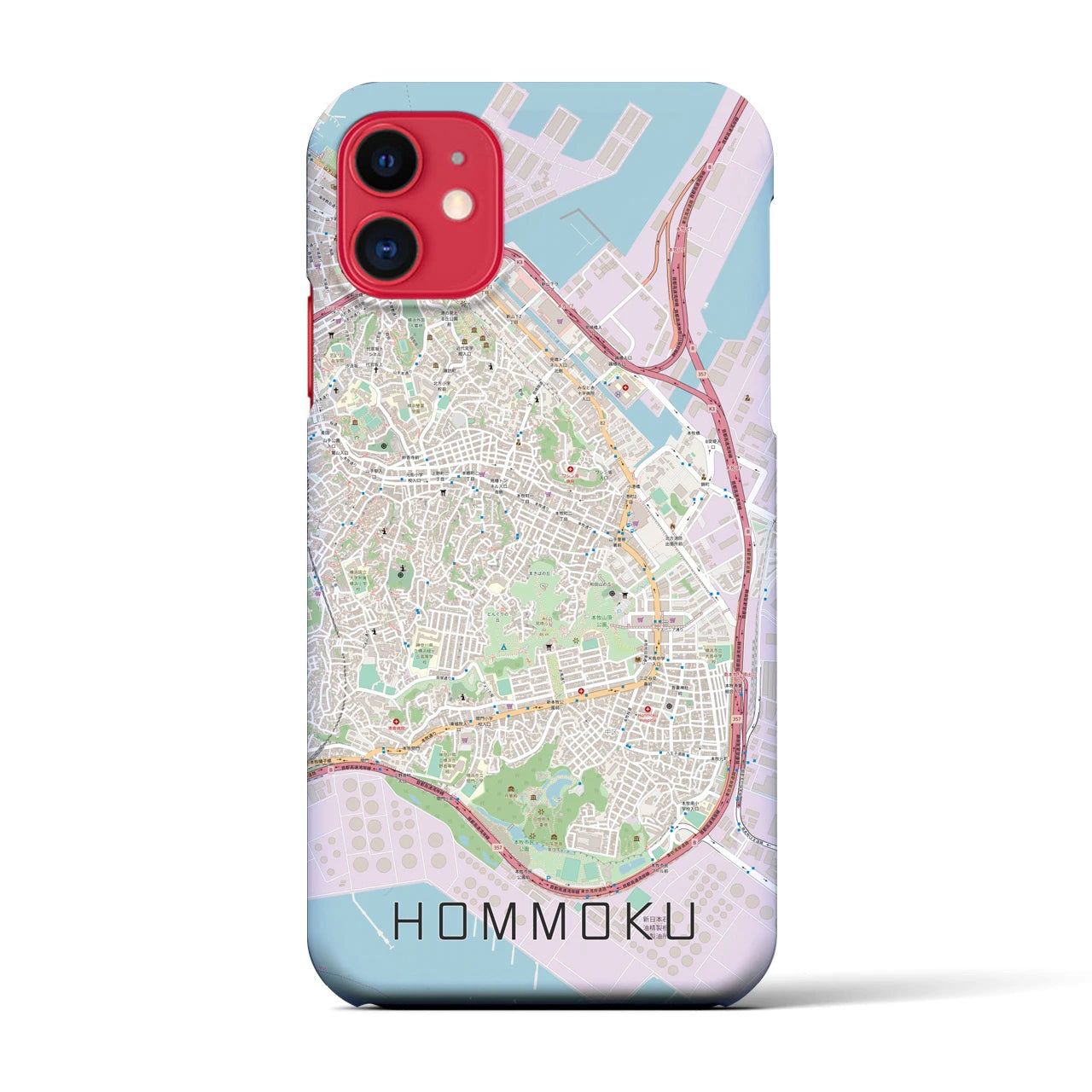【本牧(神奈川県)】地図柄iPhoneケース(バックカバータイプ)