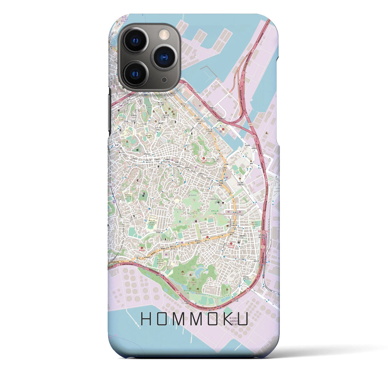 【本牧(神奈川県)】地図柄iPhoneケース(バックカバータイプ)