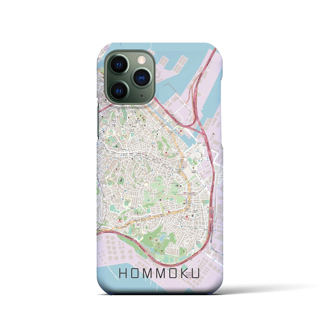 【本牧(神奈川県)】地図柄iPhoneケース(バックカバータイプ)