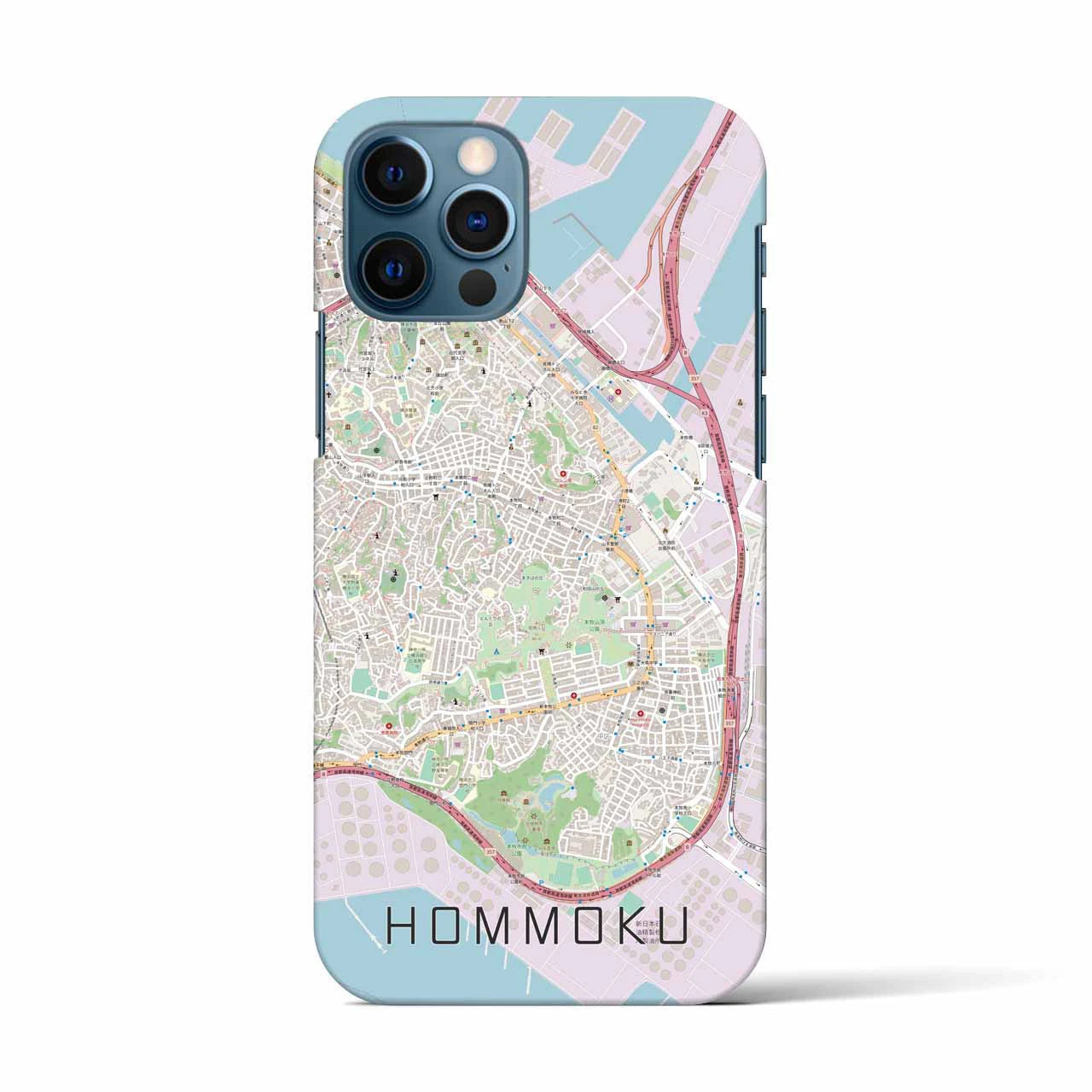 【本牧(神奈川県)】地図柄iPhoneケース(バックカバータイプ)