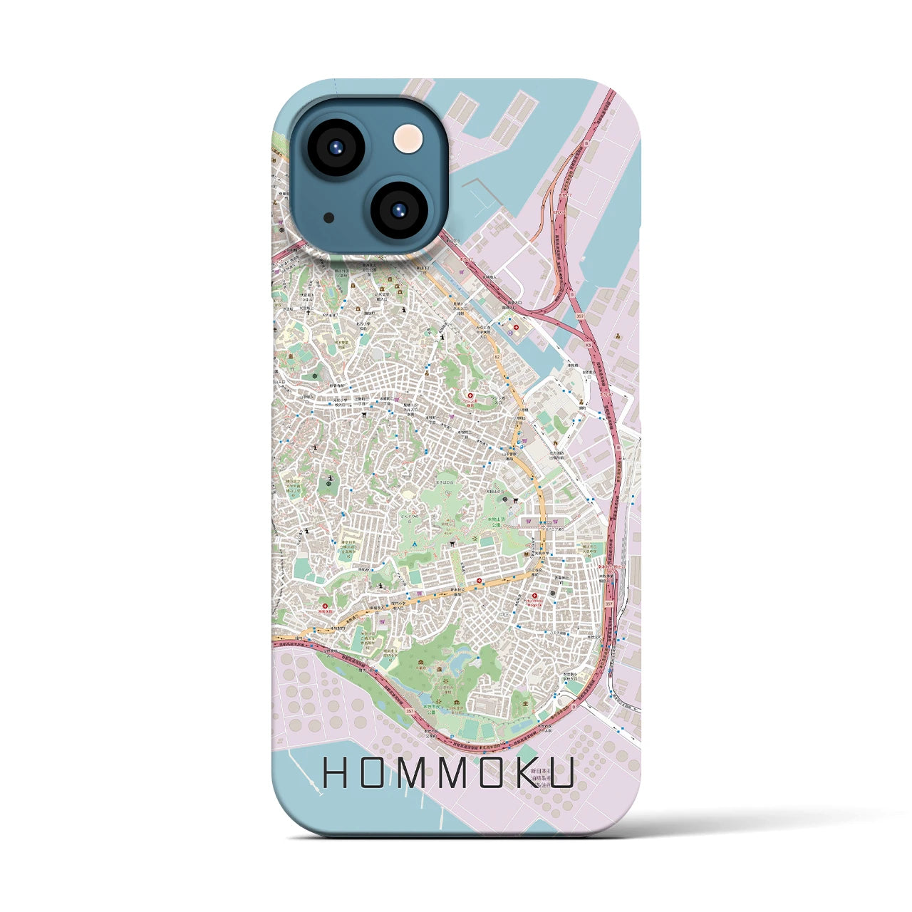 【本牧(神奈川県)】地図柄iPhoneケース(バックカバータイプ)