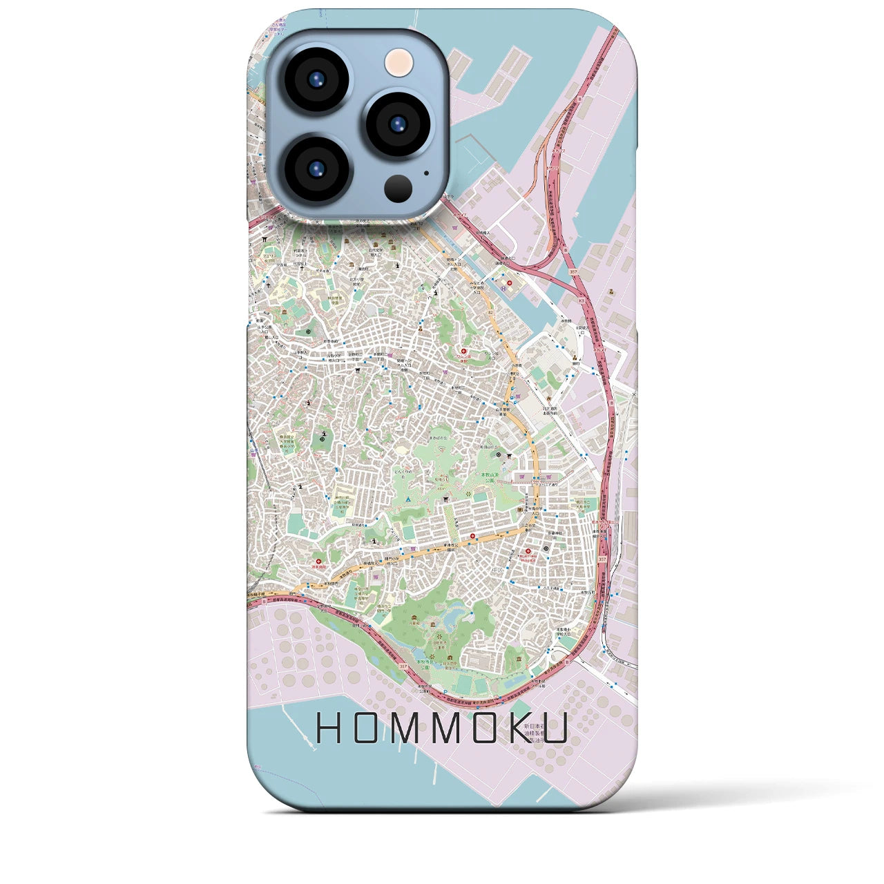 【本牧(神奈川県)】地図柄iPhoneケース(バックカバータイプ)