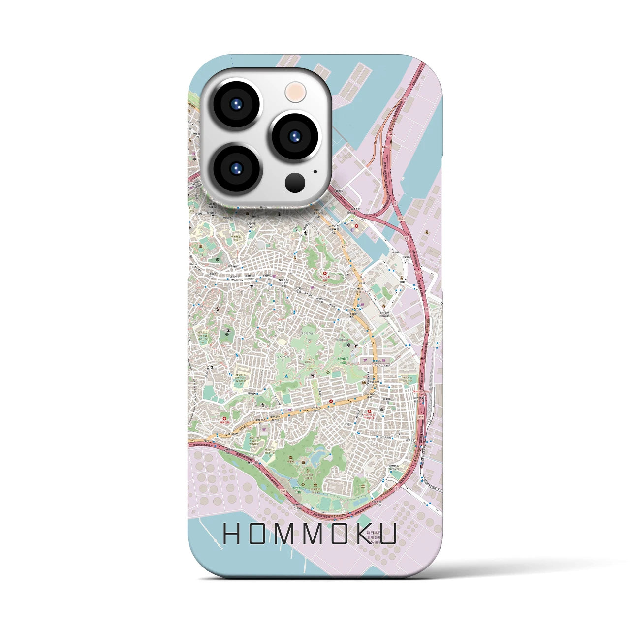 【本牧(神奈川県)】地図柄iPhoneケース(バックカバータイプ)