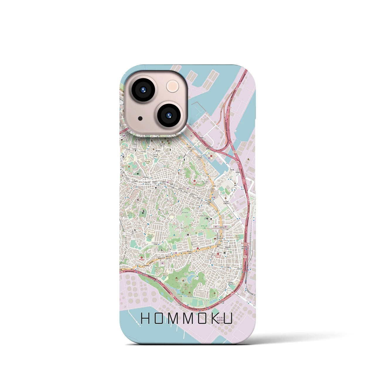 【本牧(神奈川県)】地図柄iPhoneケース(バックカバータイプ)