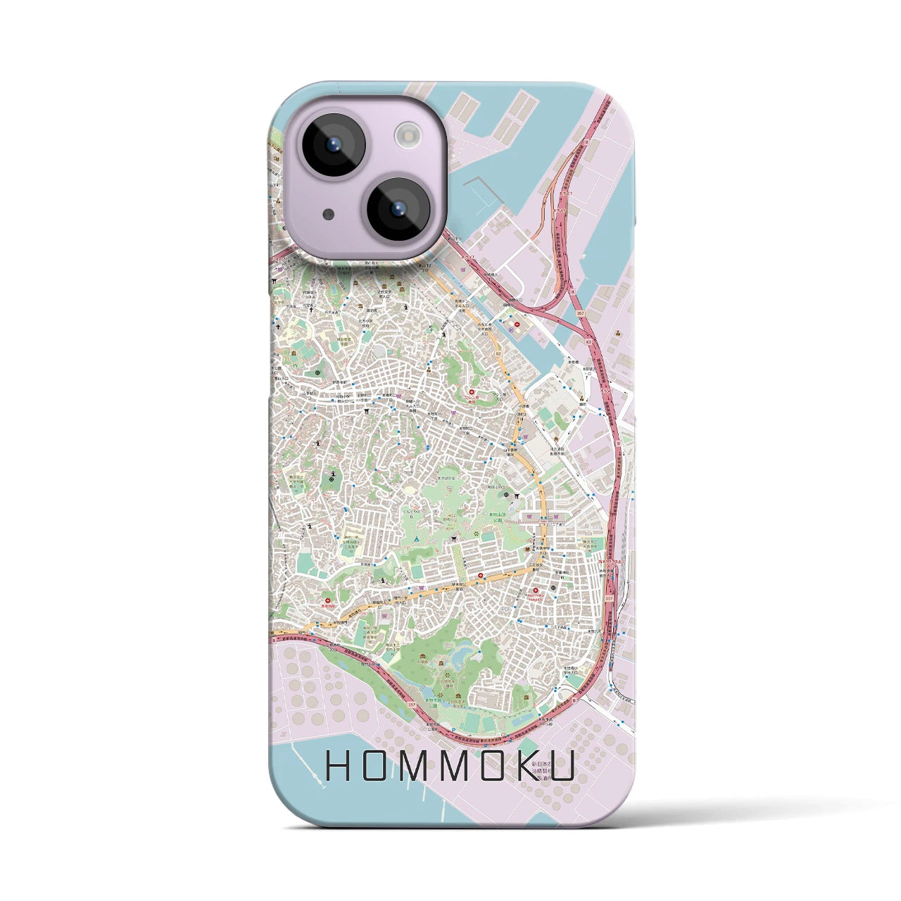 【本牧(神奈川県)】地図柄iPhoneケース(バックカバータイプ)