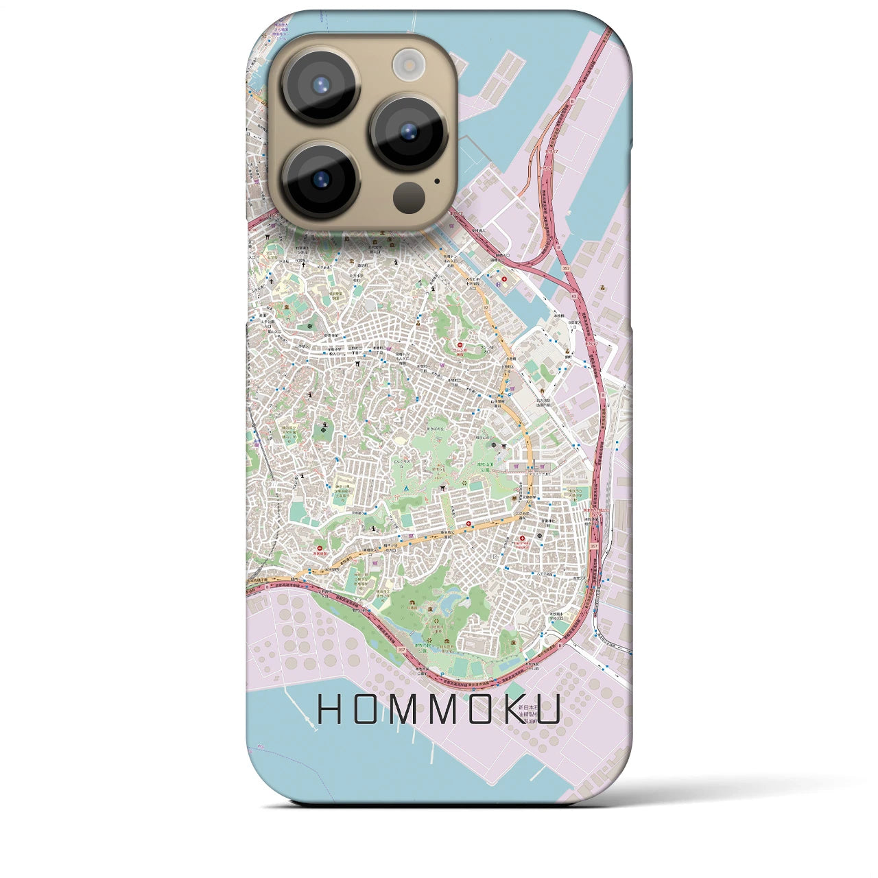 【本牧(神奈川県)】地図柄iPhoneケース(バックカバータイプ)