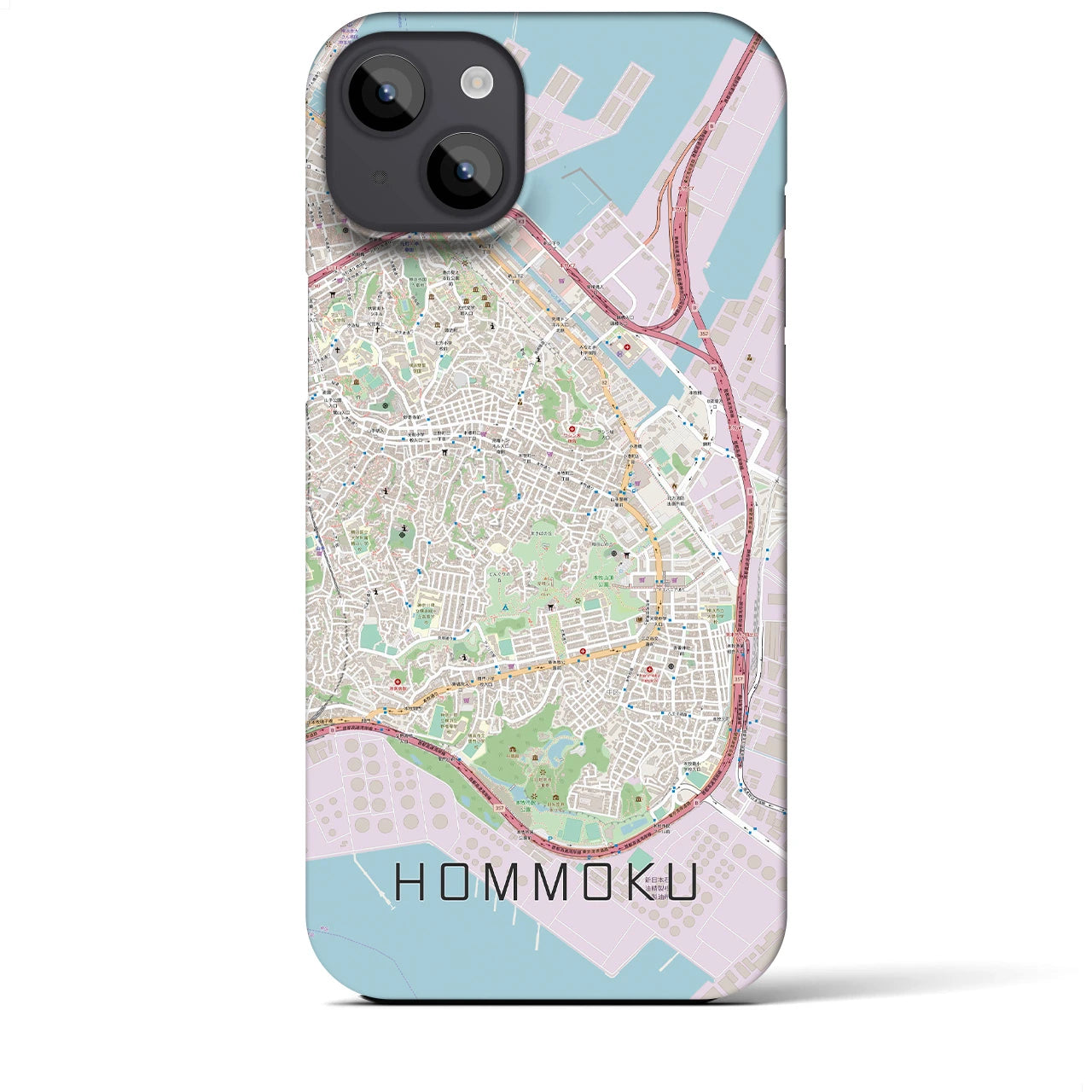 【本牧(神奈川県)】地図柄iPhoneケース(バックカバータイプ)