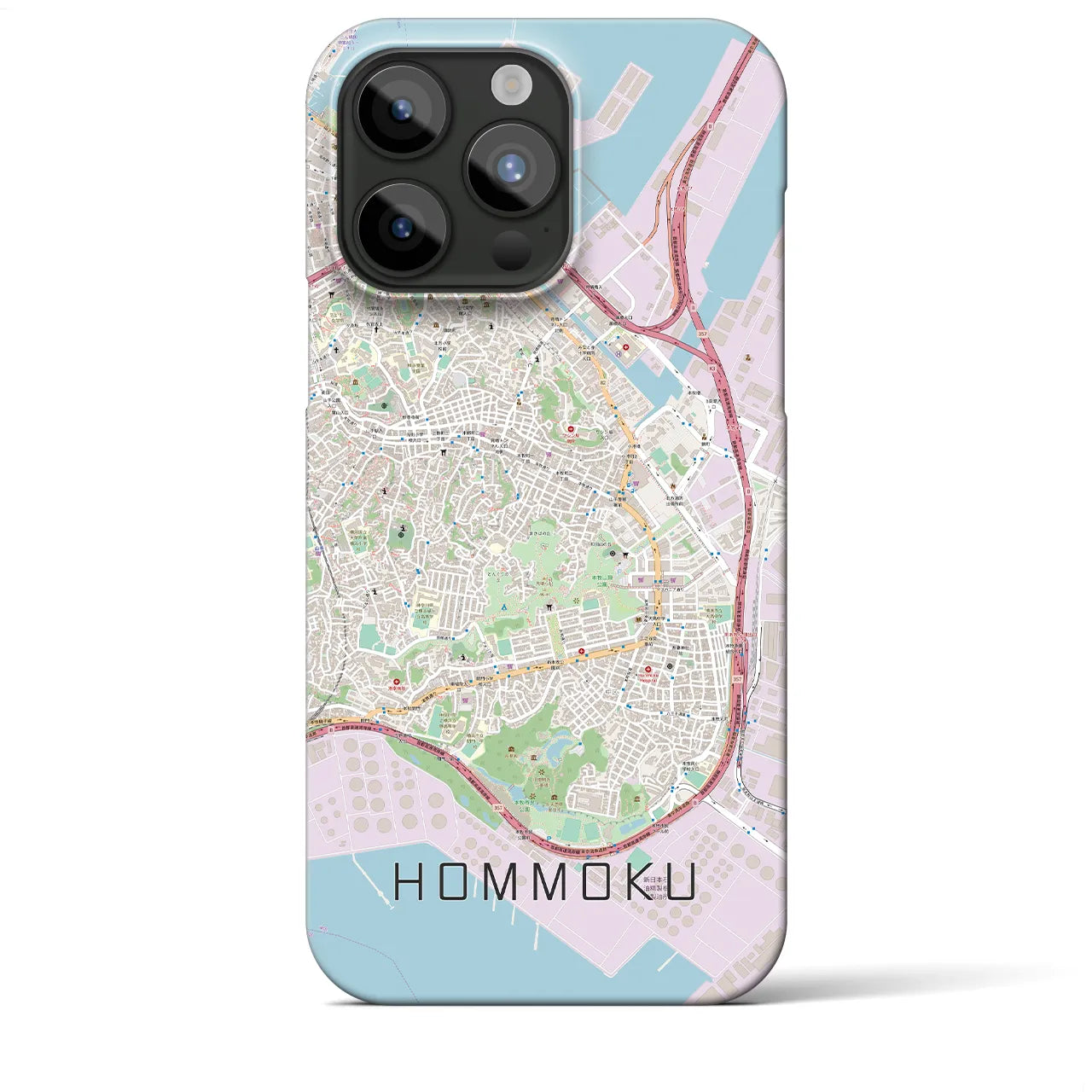【本牧(神奈川県)】地図柄iPhoneケース(バックカバータイプ)