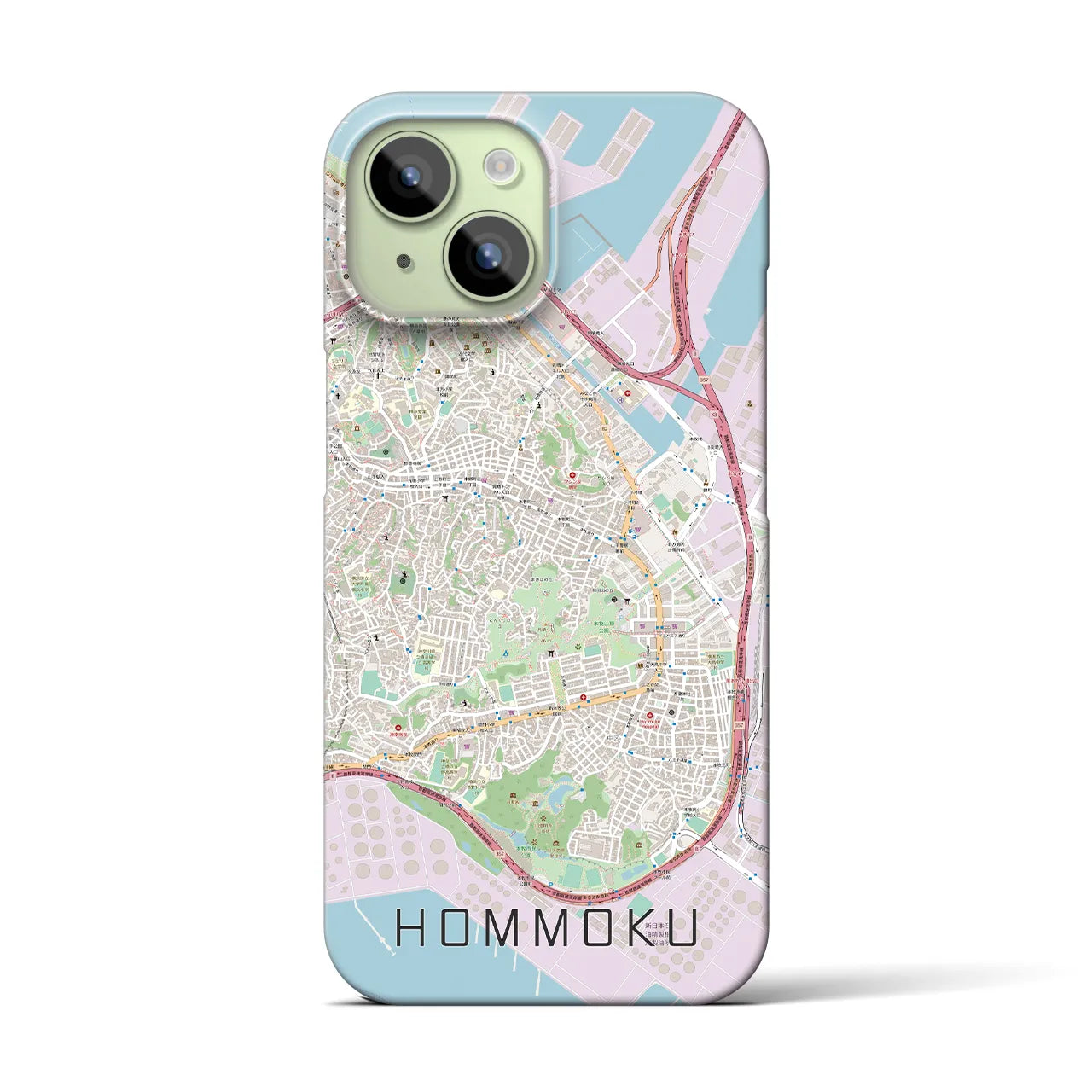 【本牧(神奈川県)】地図柄iPhoneケース(バックカバータイプ)