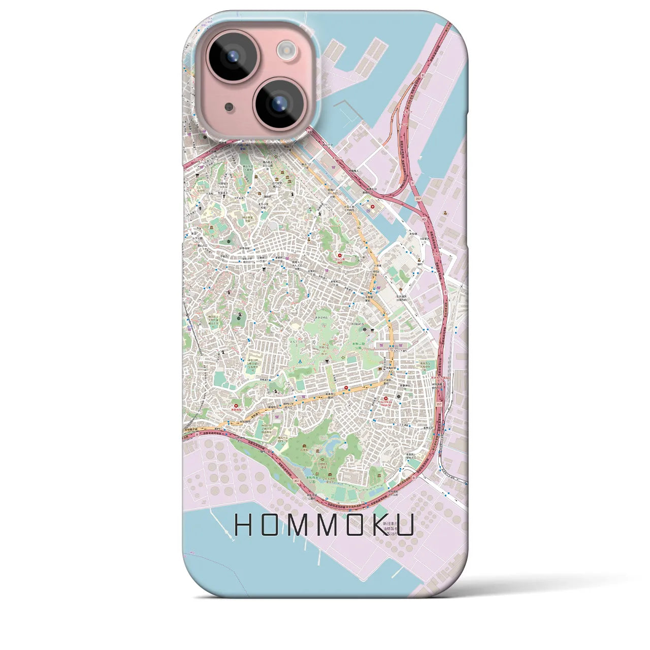 【本牧(神奈川県)】地図柄iPhoneケース(バックカバータイプ)