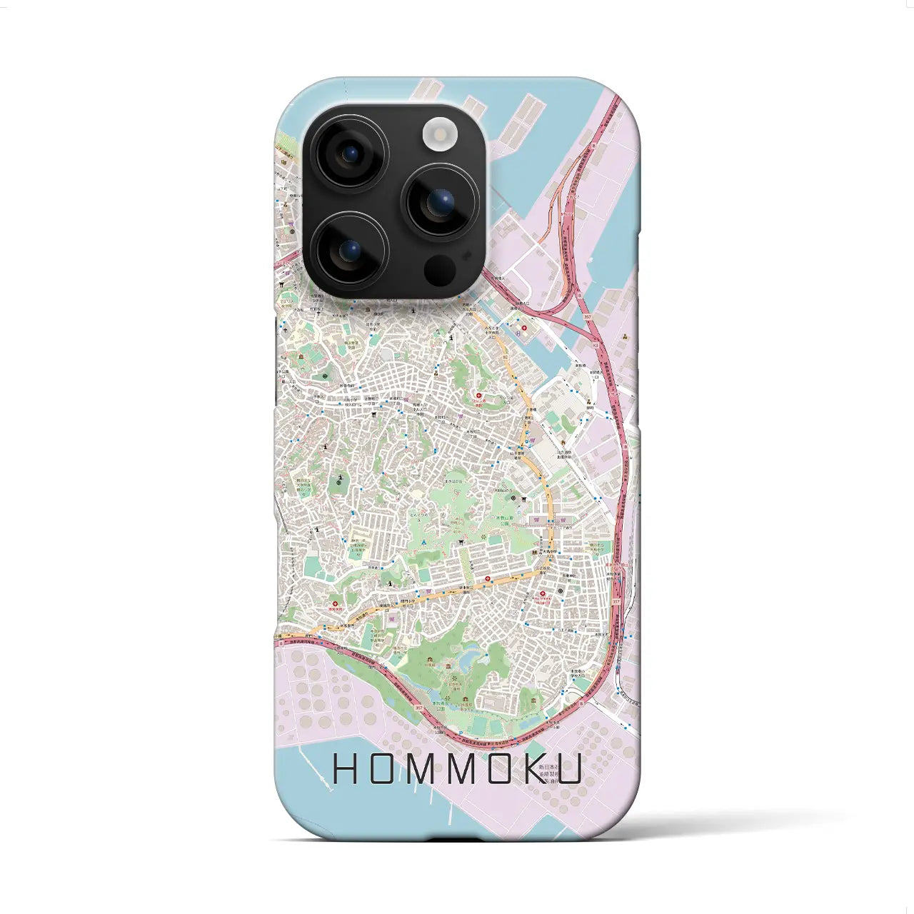 【本牧(神奈川県)】地図柄iPhoneケース(バックカバータイプ)